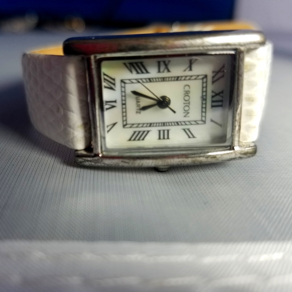 Croton watch white leather band